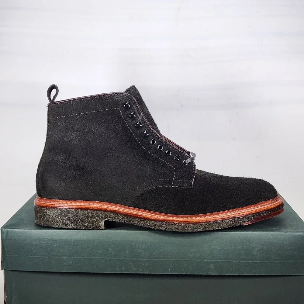 Alden Plain Toe Boot Mens Size 8.5 Black Reverse Earth Chamois D6839H